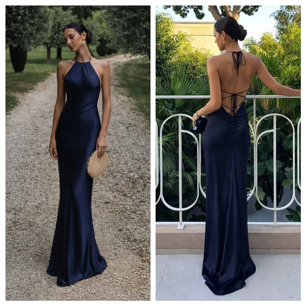 Reformation Jeany Silk Maxi dress Navy size Small